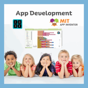 Children engaged in MIT App Inventor development activity.